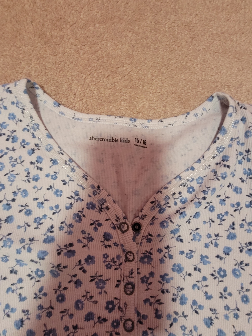 Abercrombie Kids Blue Floral Henley Top